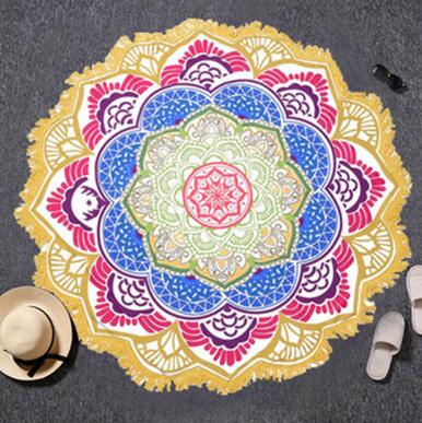 Tassel Indian Toalla Mandala Tapestry Beach Towel – Round Bikini Cover-Up & Lotus Bohemian Yoga Mat | Perfect for Beach & Yoga at InWater.com