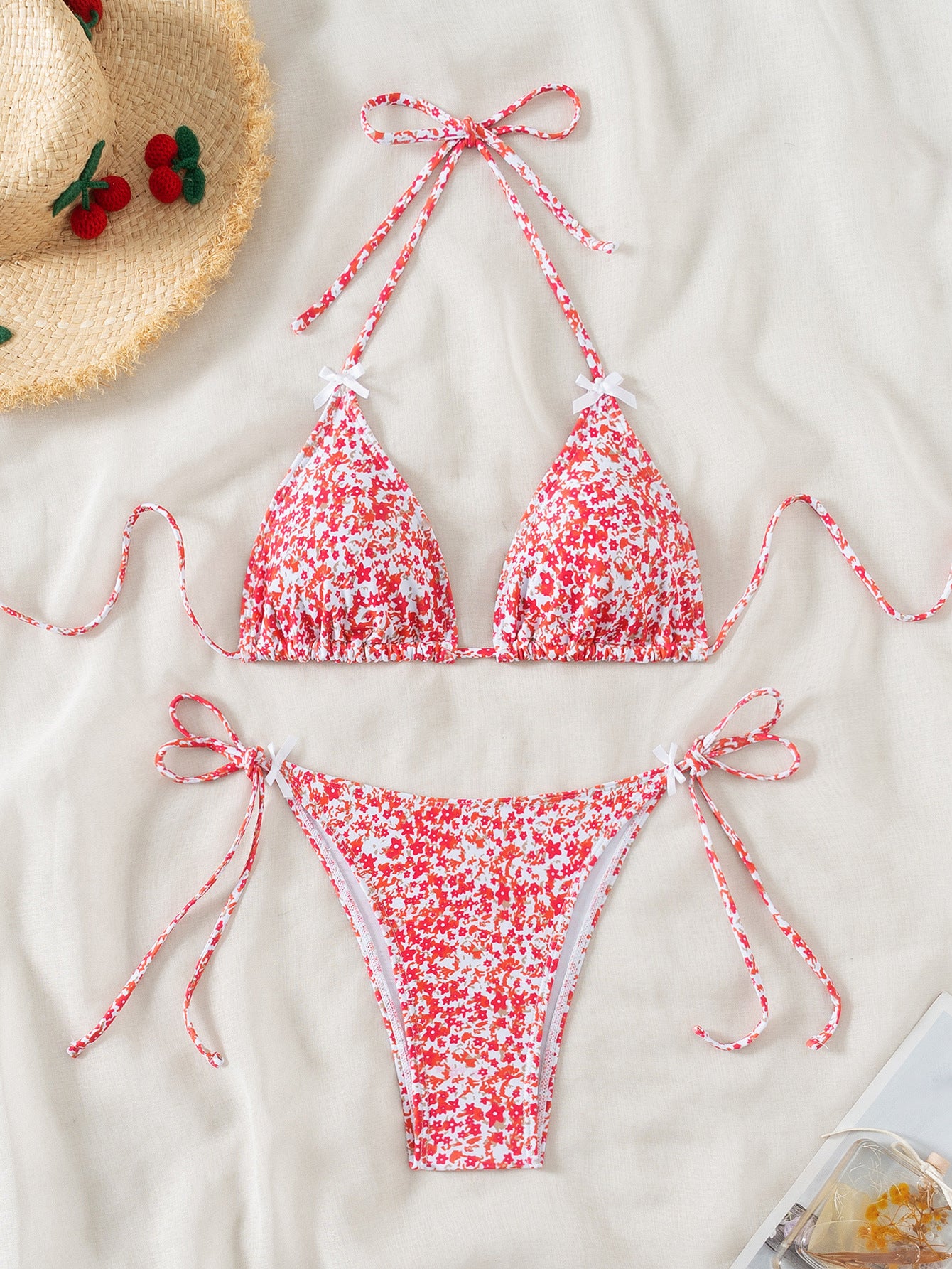 Floral Triangle Cup Lace-Up Bikini for In Water Fun – Sexy & Stylish Swimwear