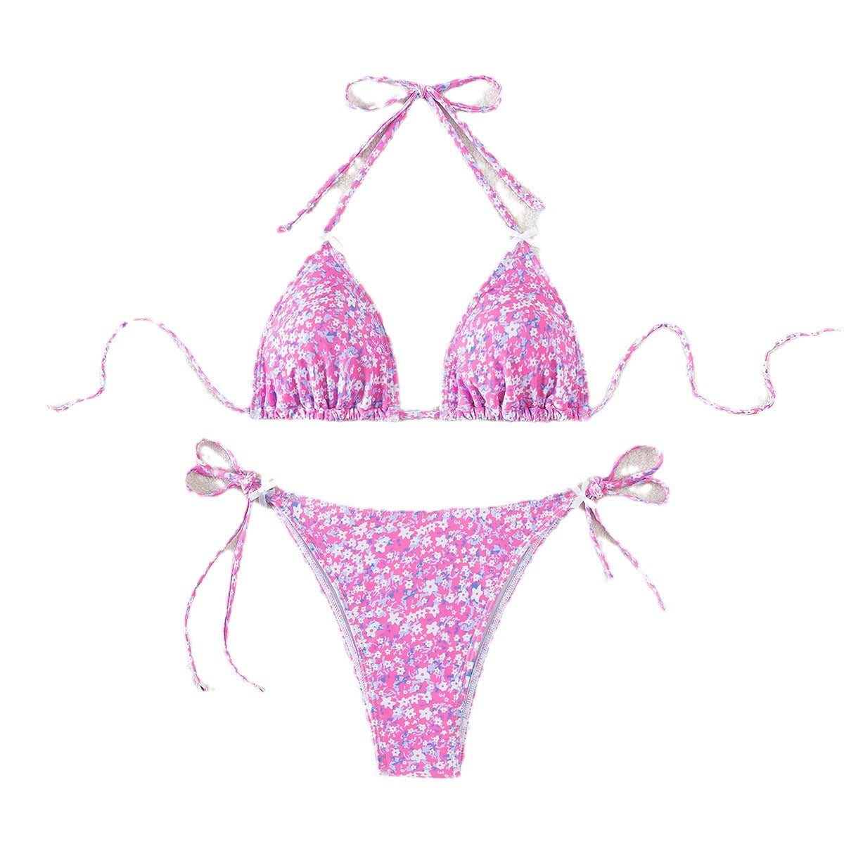 Floral Triangle Cup Lace-Up Bikini for In Water Fun – Sexy & Stylish Swimwear
