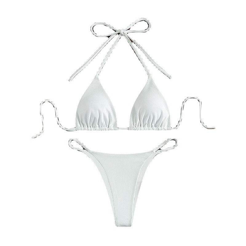 High-Waist Hanging Neck Tie Bikini for In Water Adventures – Trendy Swimsuits