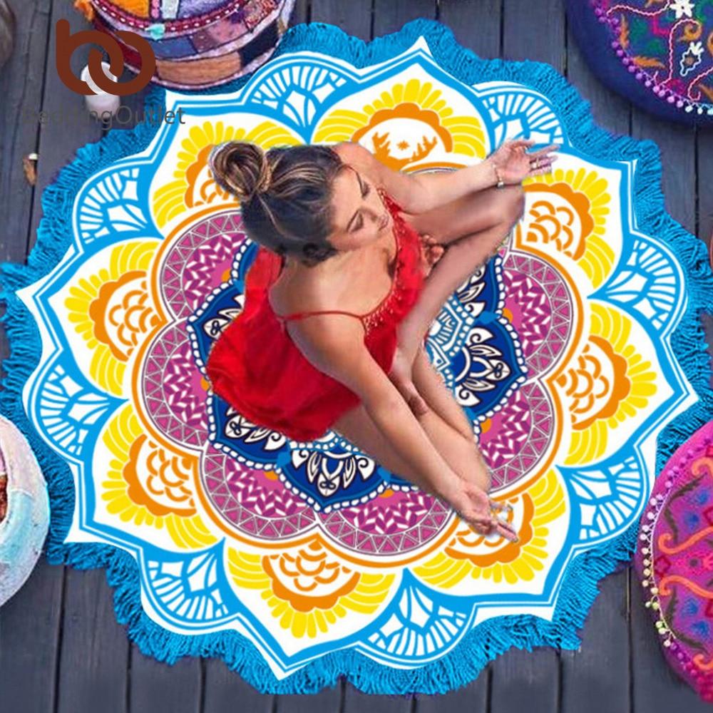 Tassel Indian Toalla Mandala Tapestry Beach Towel – Round Bikini Cover-Up & Lotus Bohemian Yoga Mat | Perfect for Beach & Yoga at InWater.com