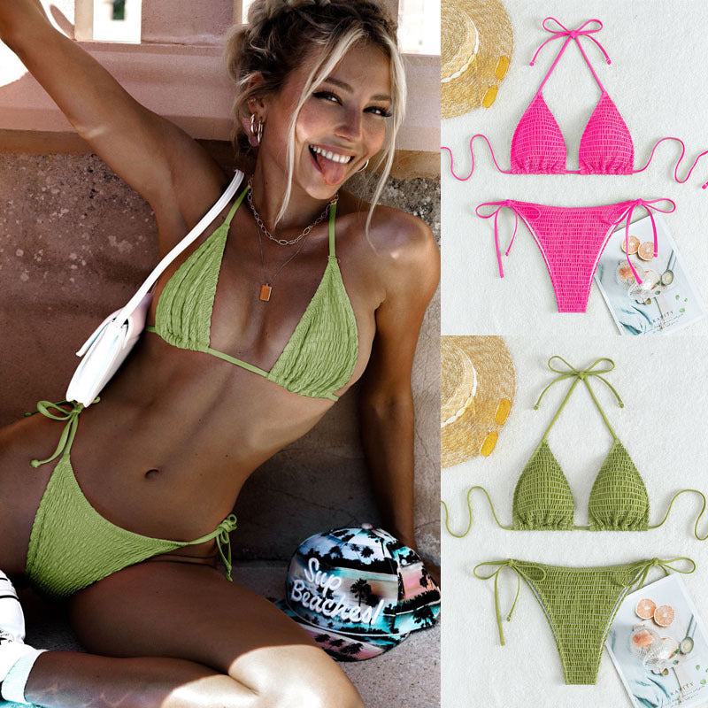 Printed Lace-Up Halter Neck Sexy Bikini – Ideal for In-Water Activities | InWater.com