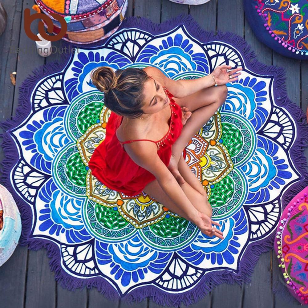 Tassel Indian Toalla Mandala Tapestry Beach Towel – Round Bikini Cover-Up & Lotus Bohemian Yoga Mat | Perfect for Beach & Yoga at InWater.com