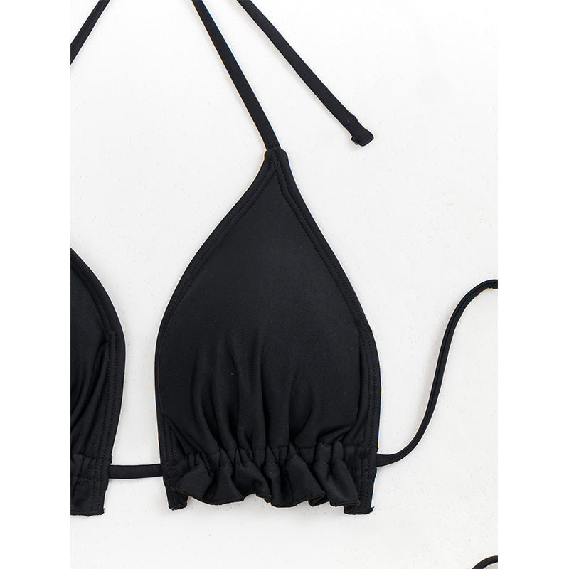 Solid Color Lace-Up Backless Bikini Split Swimsuit – Sexy Swimwear for In Water Fun
